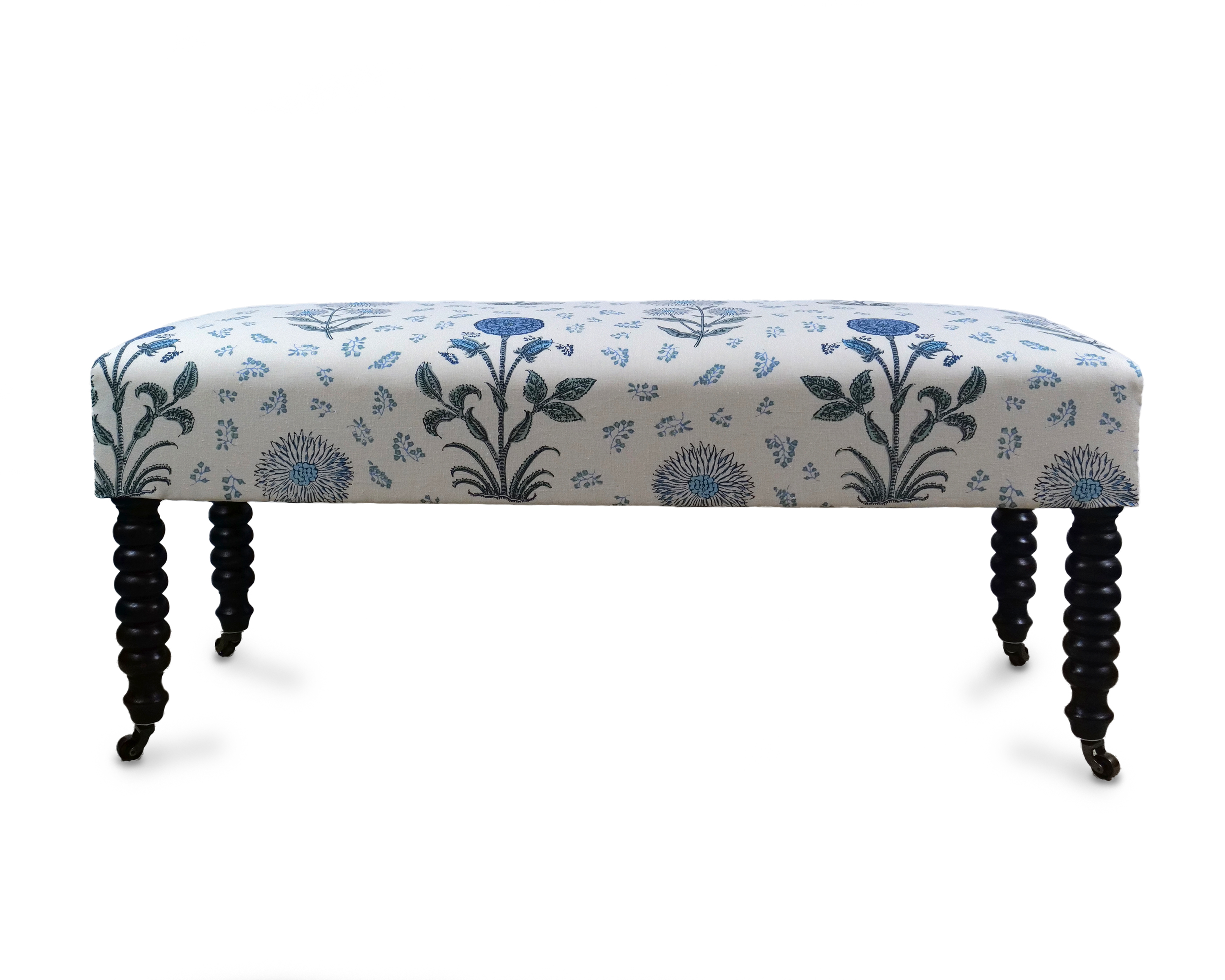 End of Bed Bench Stool with Bobbin Legs and Antiqued Castors