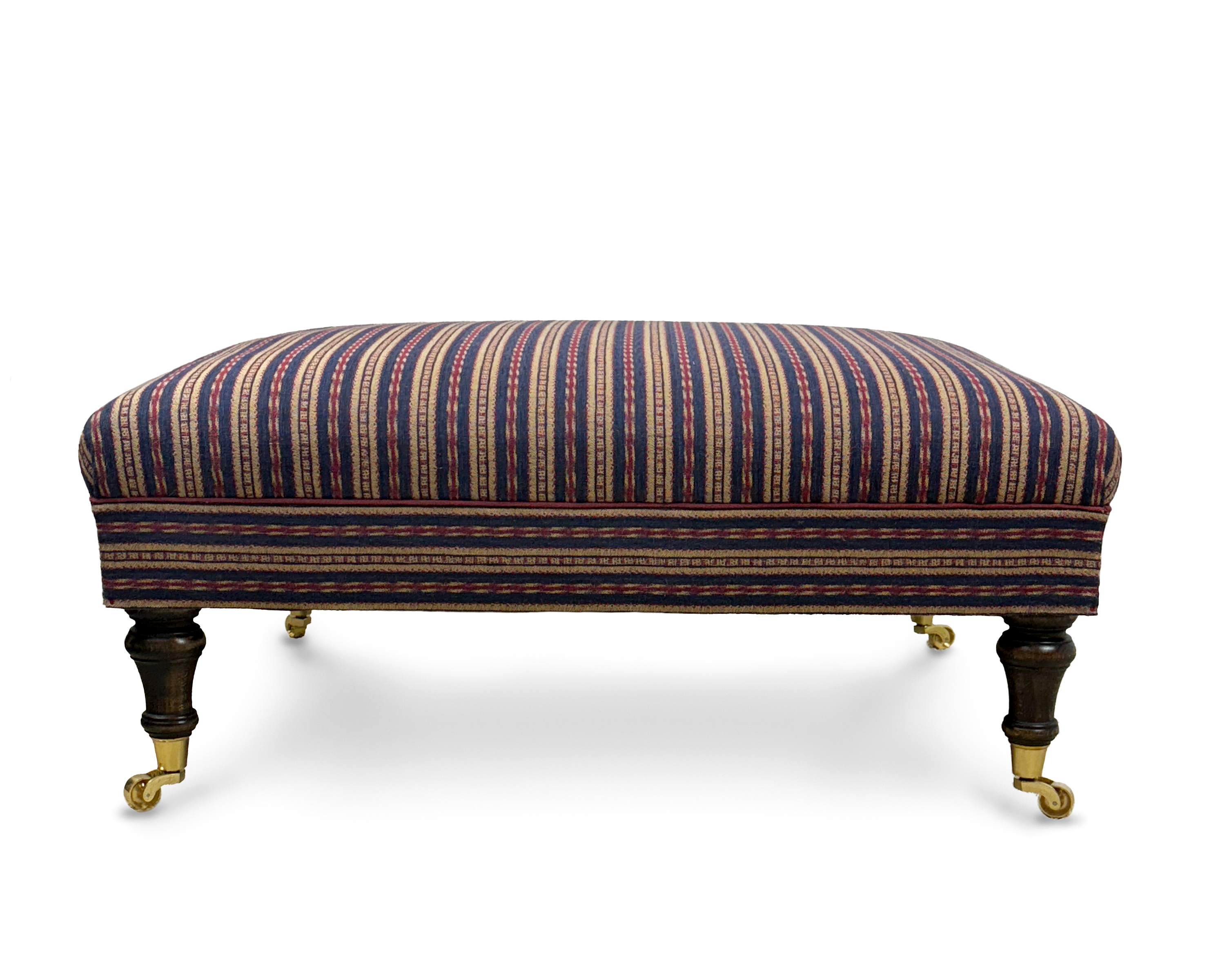 Roll-top Stool, Turned Dark Oak Legs, Polished Castors