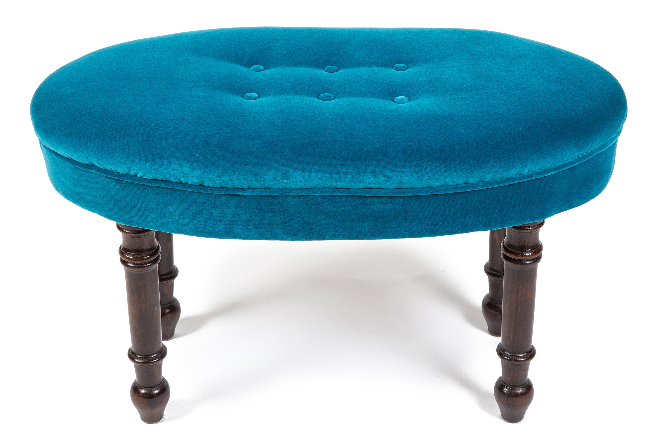 Oval Roll Top Piano Stool with Buttons and Turned Legs