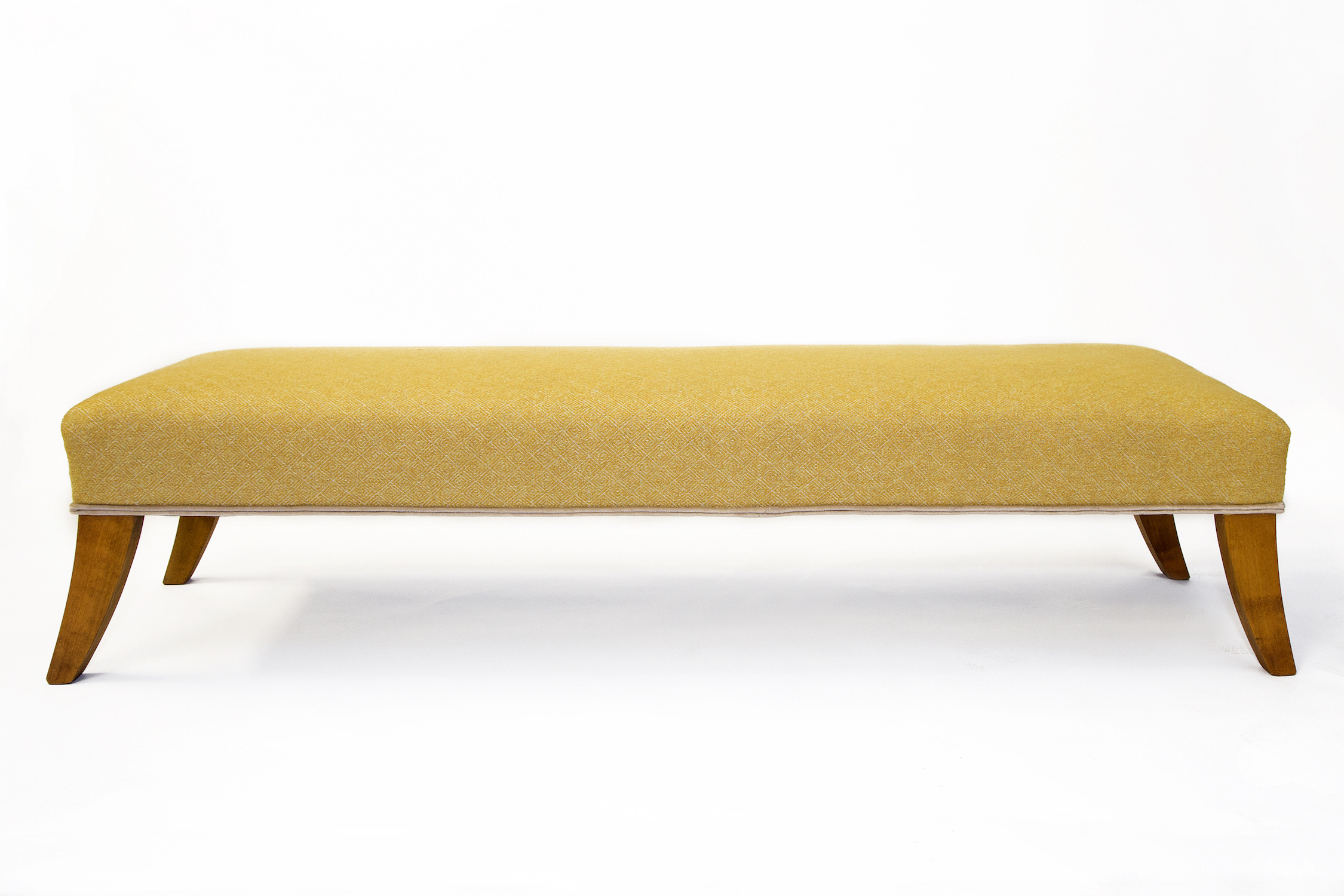 Bench Stool with Velvet Double Piping Trim and Sabre Legs