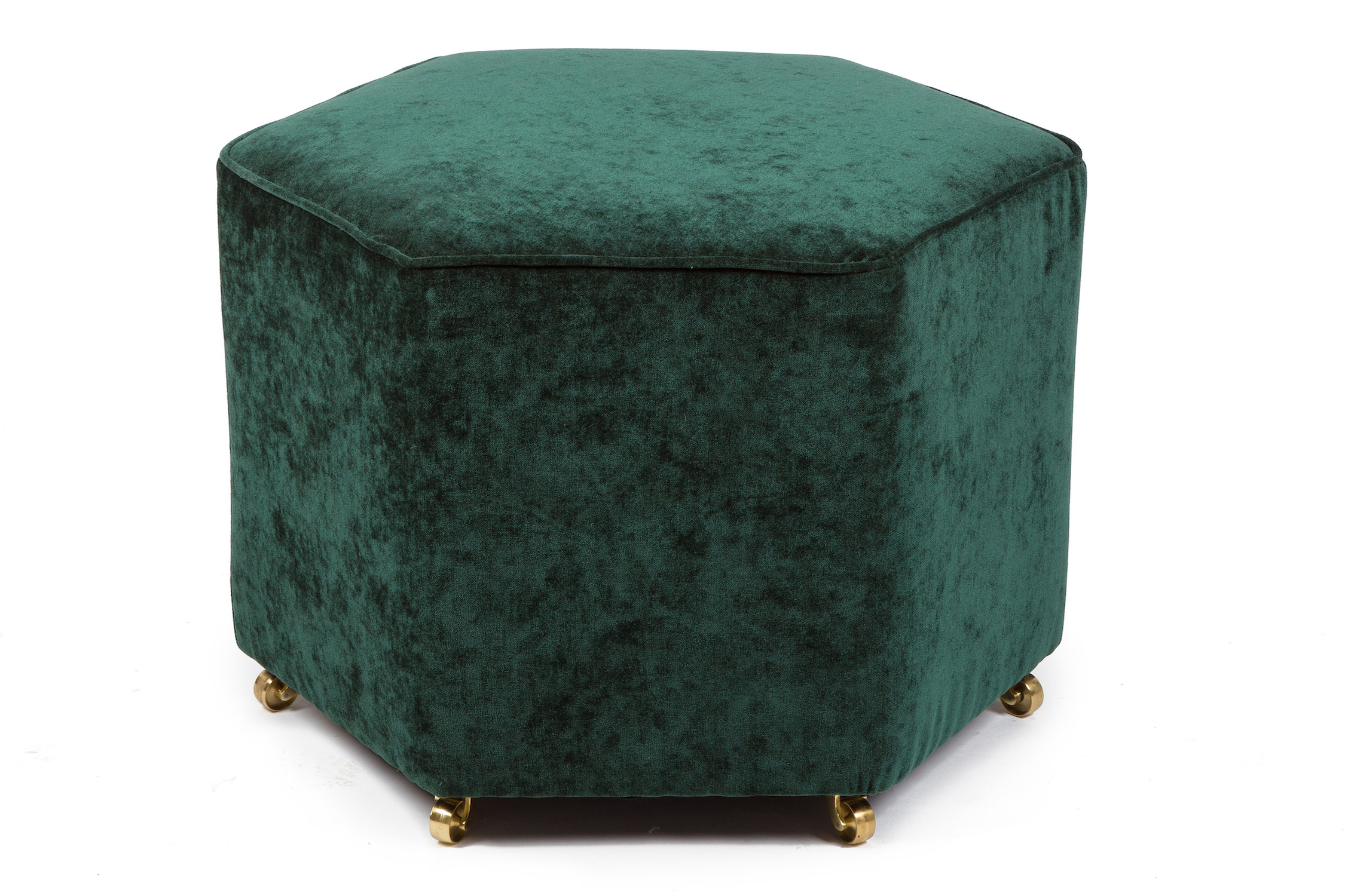 Hexagonal Stool to Floor with Solid Brass Castors