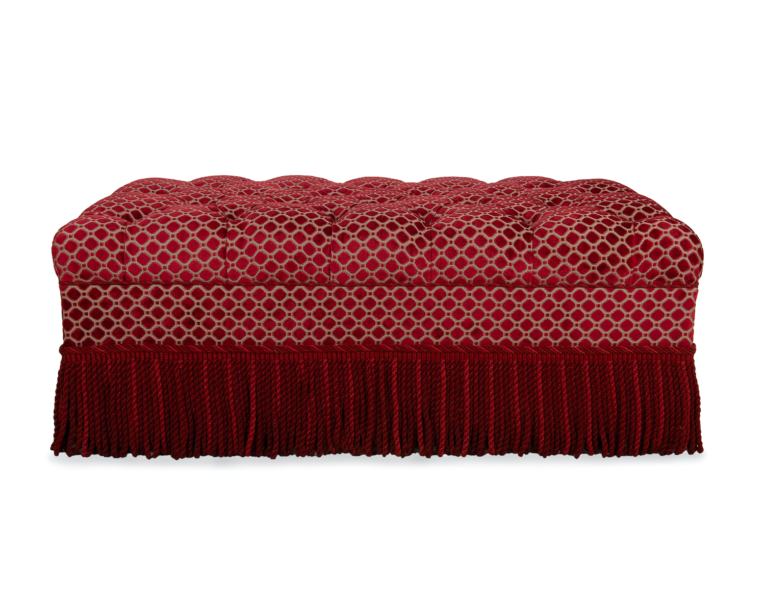 Deep-Buttoned Ottoman with Fringe Skirt