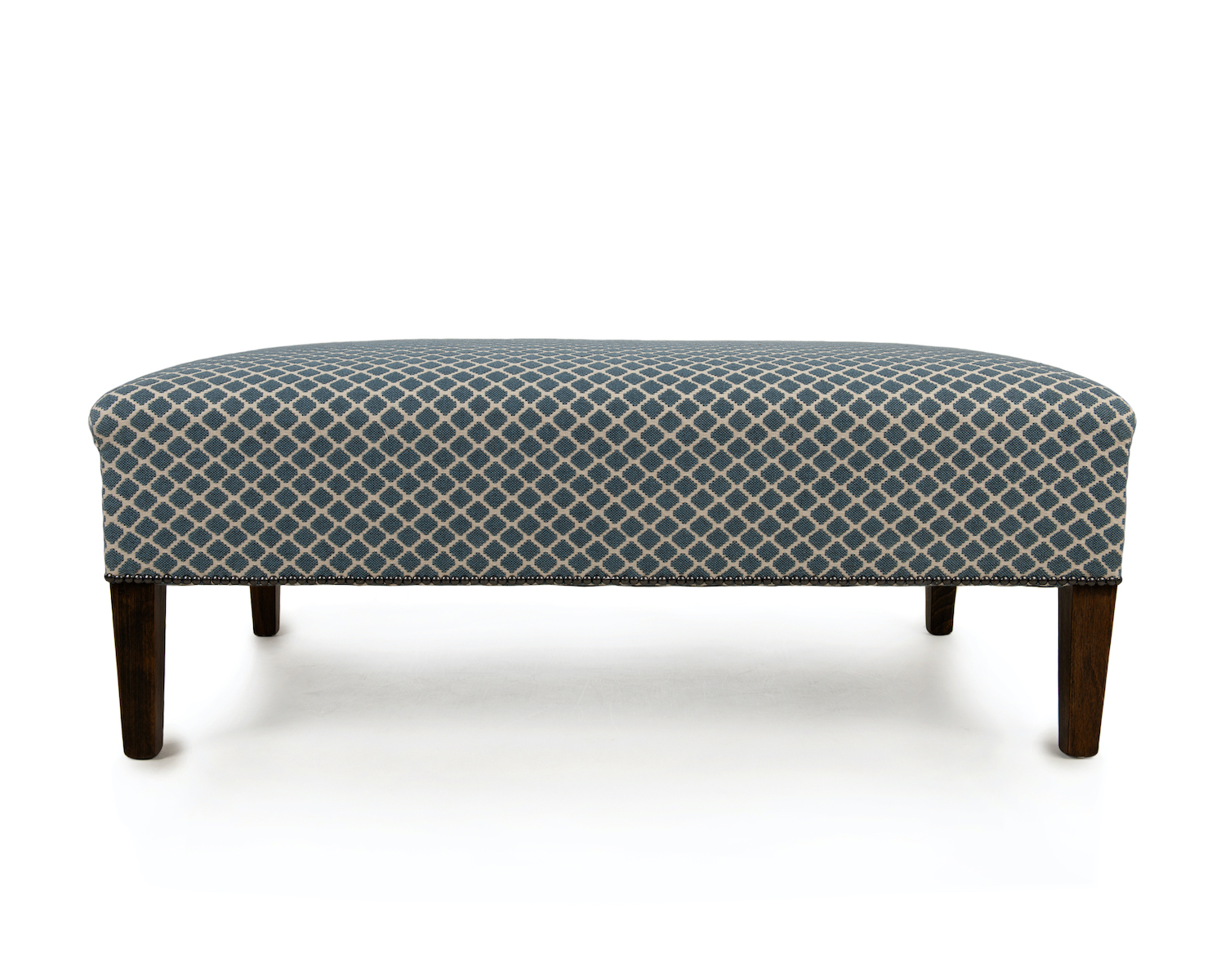 Footstool with Antique Stud Detailing and Square Tapering Legs in Walnut