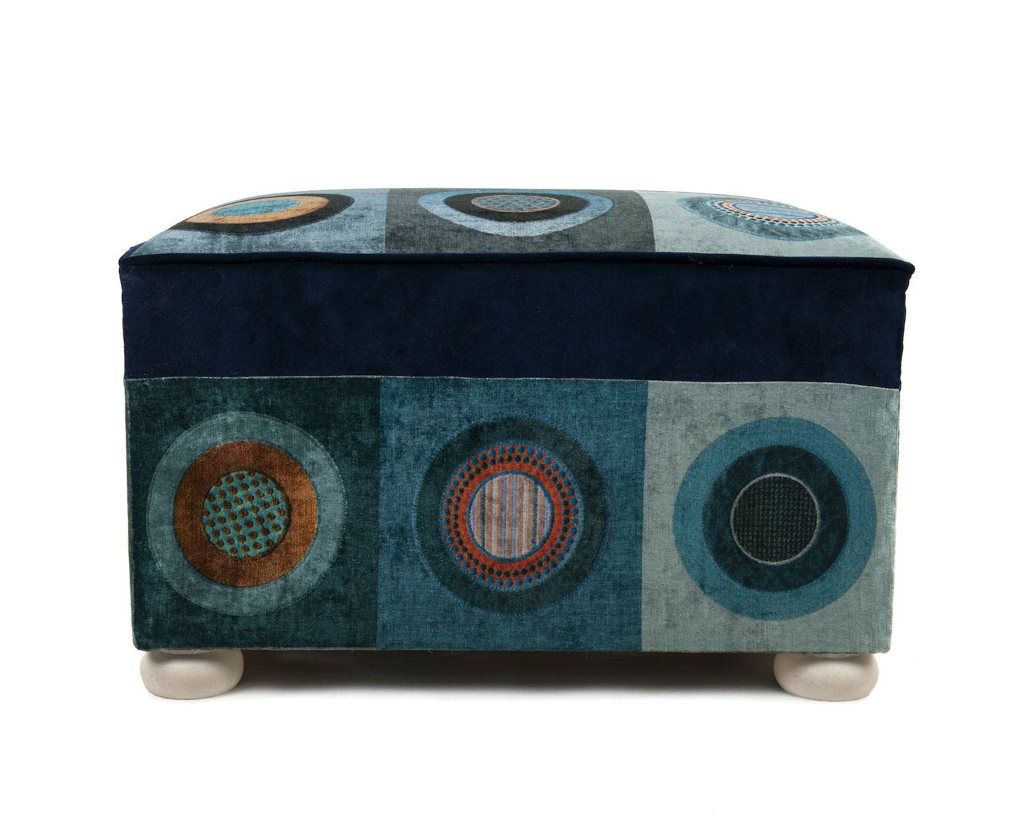 Deep Bordered Ottoman with Bun Feet