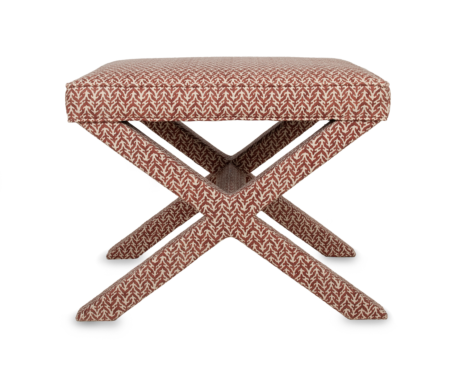 X Frame Stool in Stitched, Bordered Fitted Design