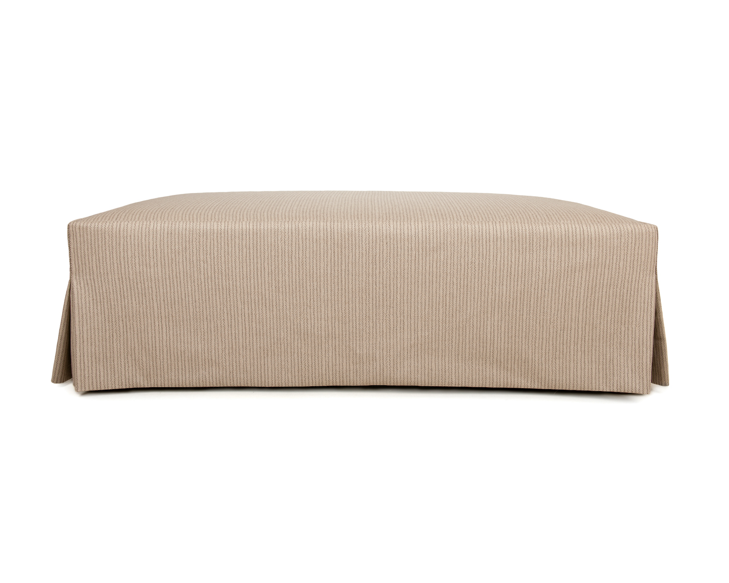 Deep Bordered Ottoman with Kick Pleat Loose Cover