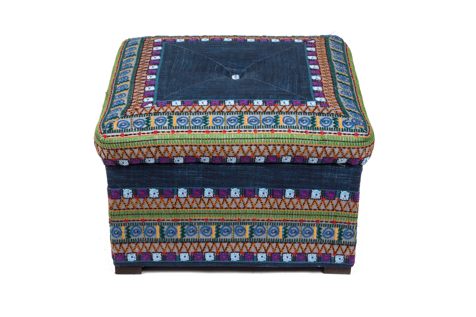 Moroccan Style Pouffe with Mitred Top and Button
