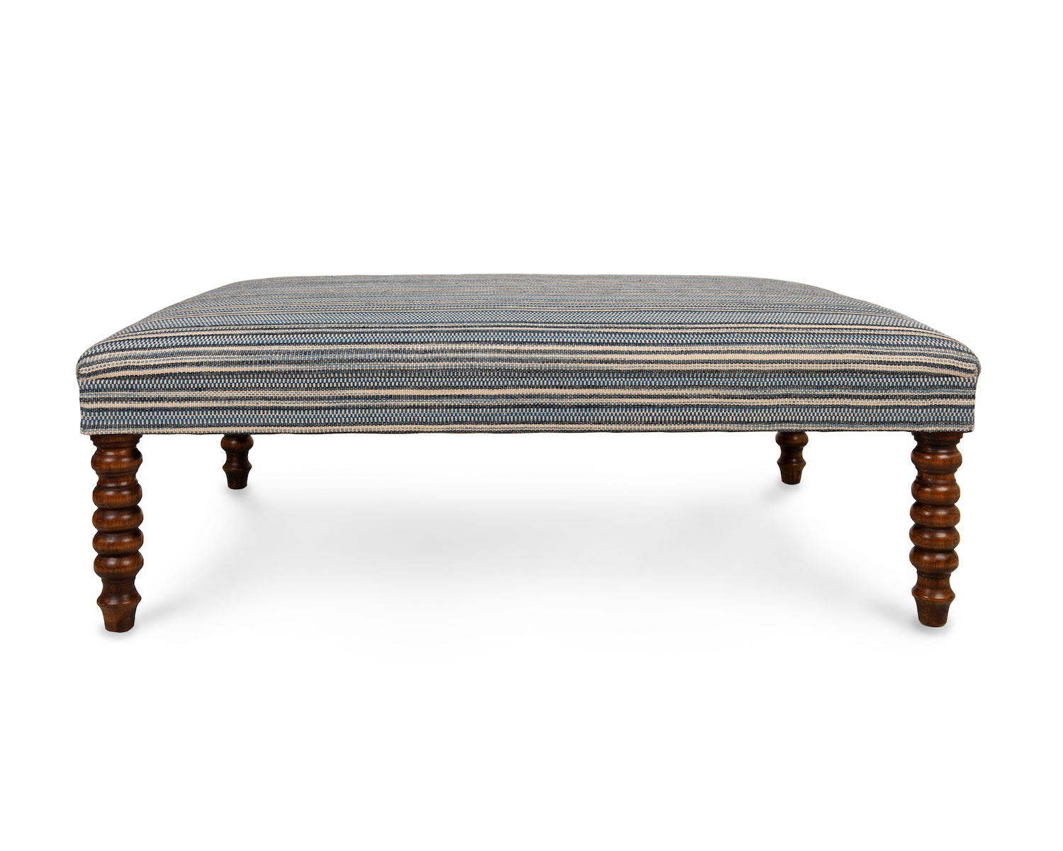 Narrow Border, Horizontal Stripe, Simple Roll-top Footstool with Bobbin Legs