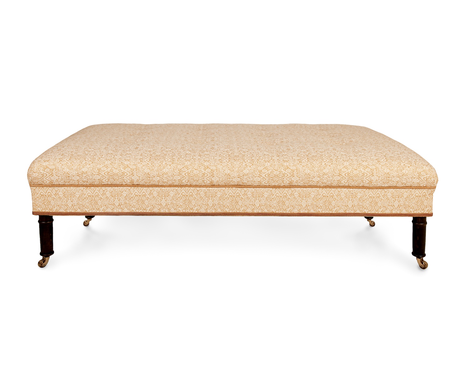 Bamboo Leg Roll-top Stool with Castors and Velvet Piping