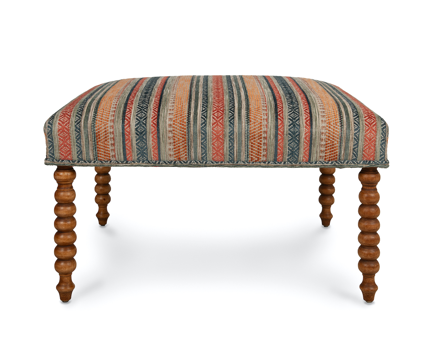 High Bobbin Leg Stool with Decorative Piping Trim
