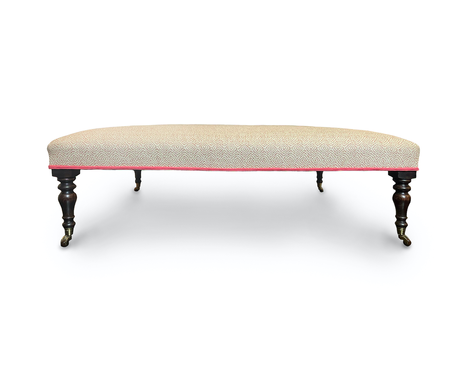 Delicate Border Tablestool with Linen Double Piping Trim and Castors