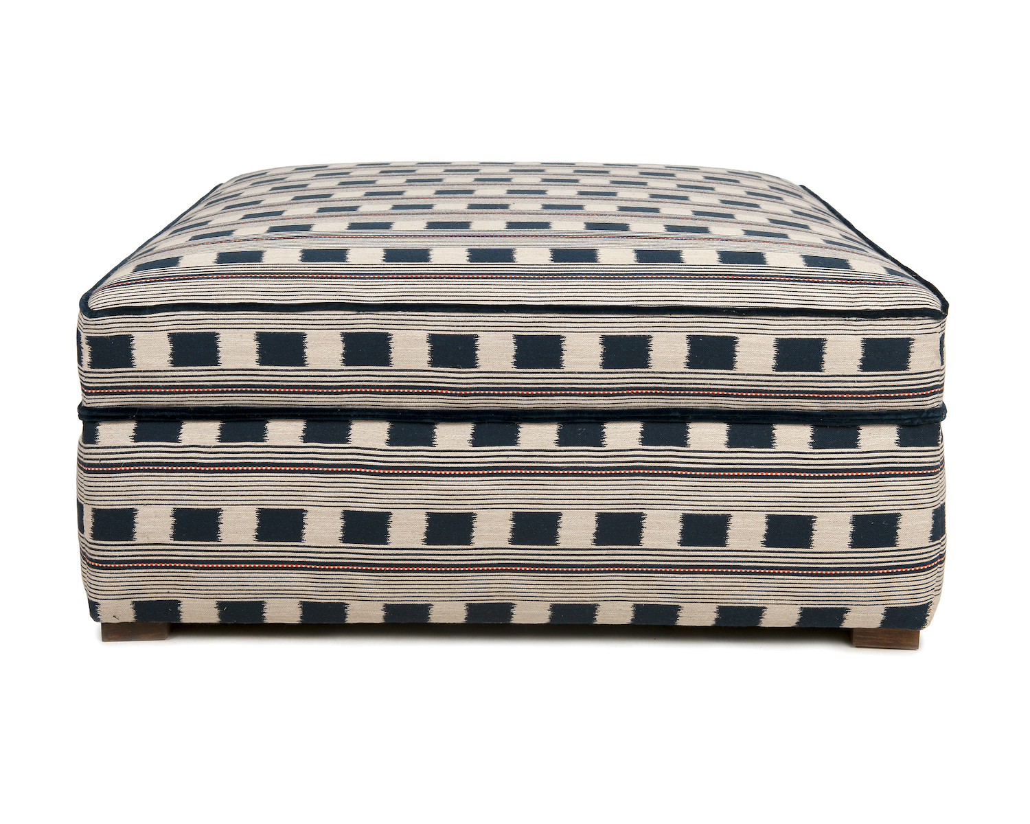 Waisted Velvet Double Piping Floor Stool with Block Feet