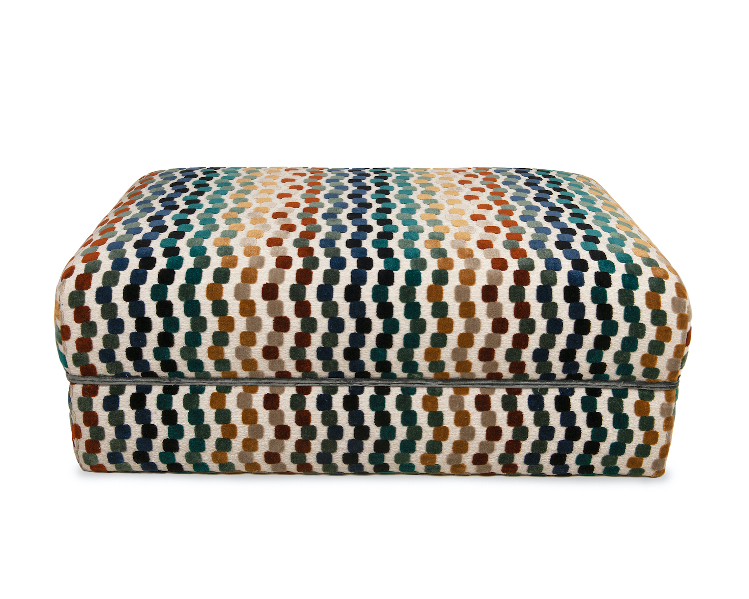 Textured Velvet, Abstract Ottoman with Double Piping 