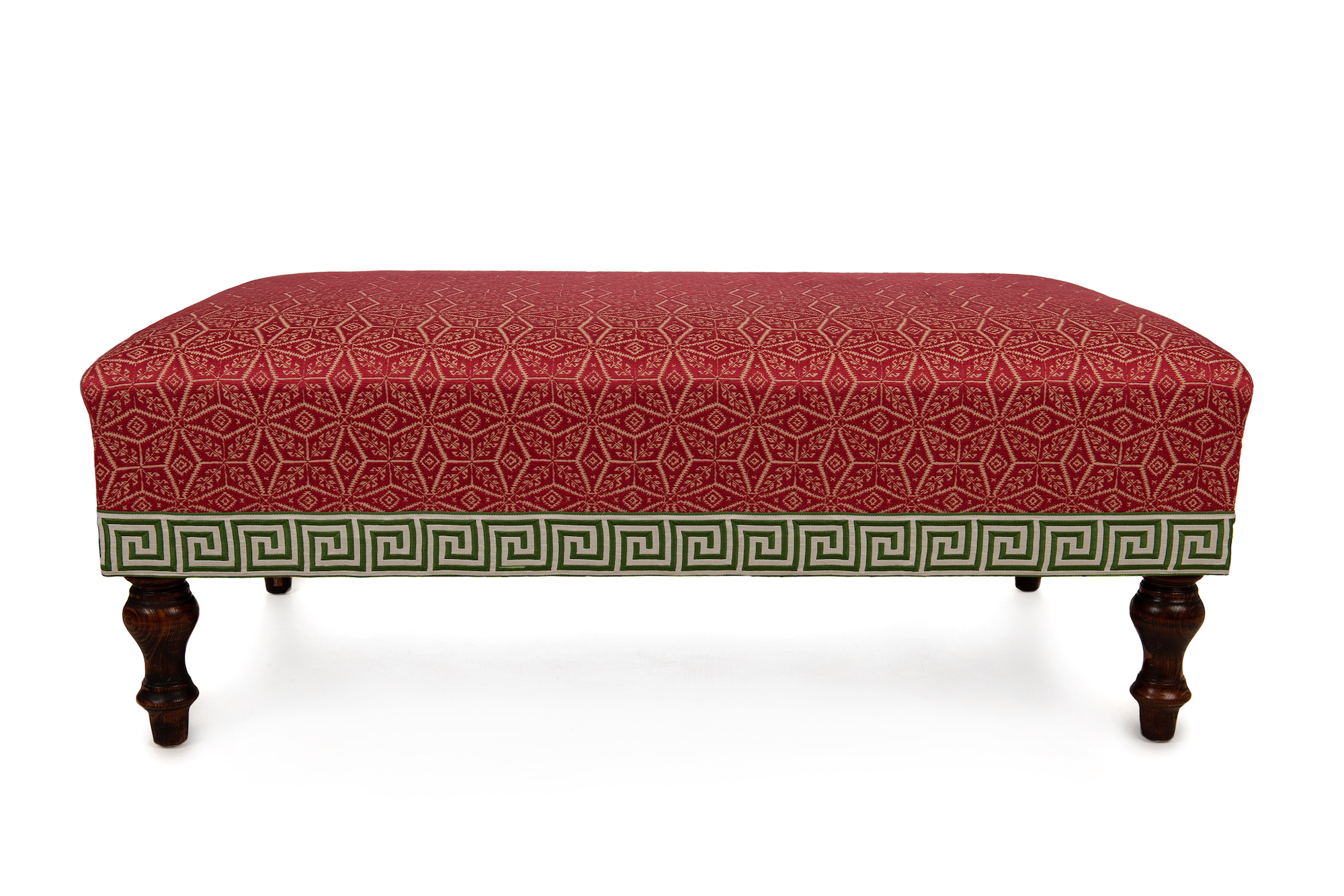 Geometric Fabric and Braid Table-Stool with Turned Legs