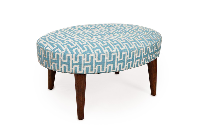 The Bespoke Footstool Co Geometric Blue